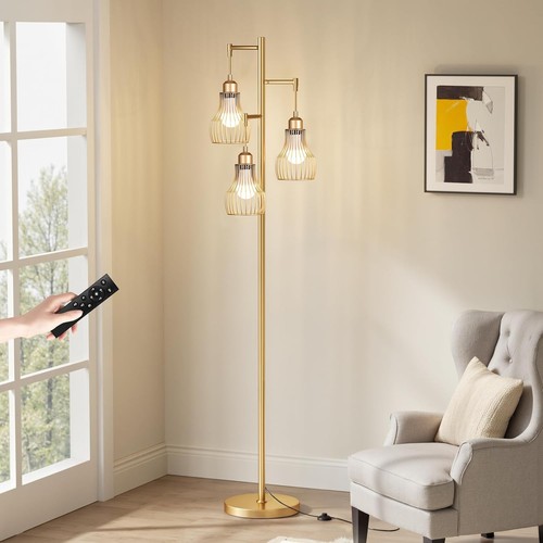 Ziisee Dimmable Gold Floor Lamps for Living Room, Farmhouse Tree Standing Tall
