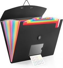 13 Pocket Accordion File Organizer with Elastic Closure, Expanding File Folder