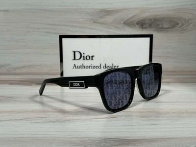 Christian Dior DiorB23 Black With Blue Logo Lens Sunglasses. Ships Now!