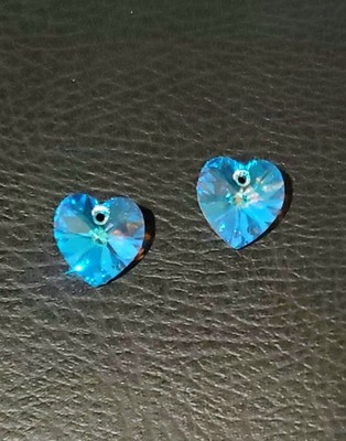 Swarovski 6228 14mm Heart Pendant Crystal Blue AB (2pcs)