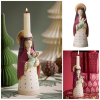Kerzenhalter Maria Jesus Mary Ruby 20Cm Bungalow KerzenstäNder Handgemacht