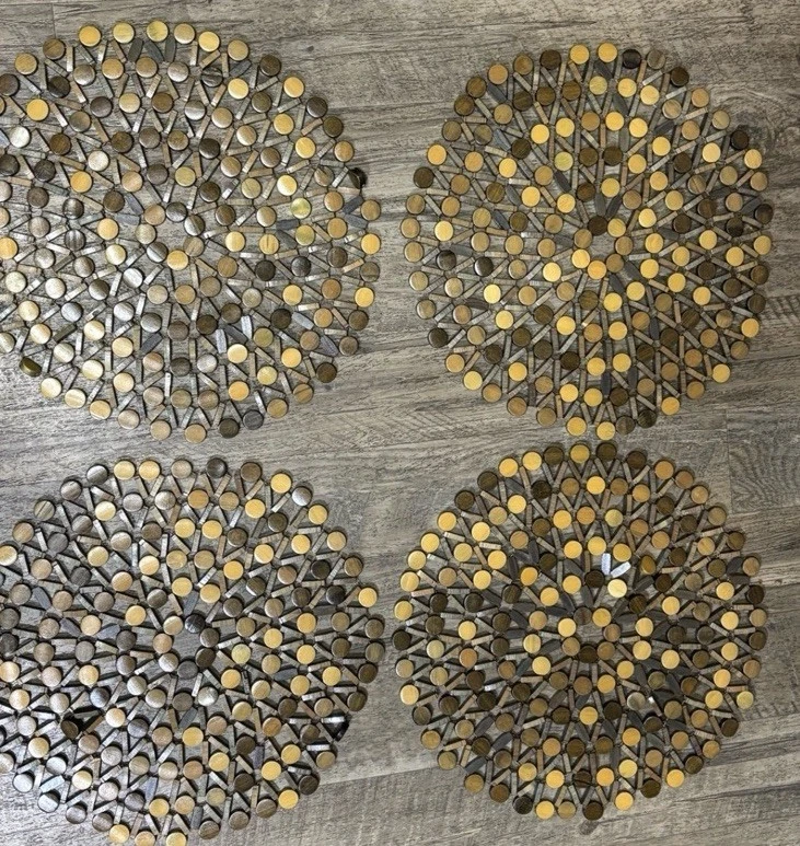 "Manteles individuales (4) MADERA BAMBÚ GEOMÉTRICO 13"" verde oliva, tostado" Foto 2 de 4