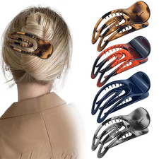 4 Pcs French Flat Hair Clips 3.54 Curved Alligator Claw Barrettes for Women