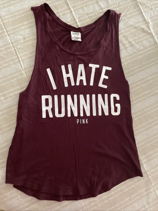 I HATE RUNNING Size XS PINK Victoria's Secret Swing Tank Top Maroon Wine Red