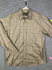 Eddie Bauer Shirt Mens Tall XL Brown Purple Plaid Classic Fit Cotton Button Down