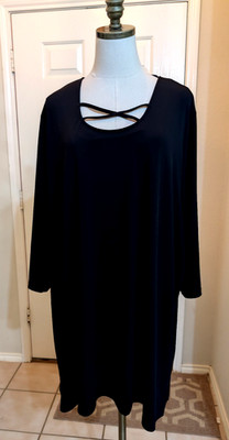 NWT Ulla Popken Women's Size 28/30 Black Short Sleeve Tunic Top