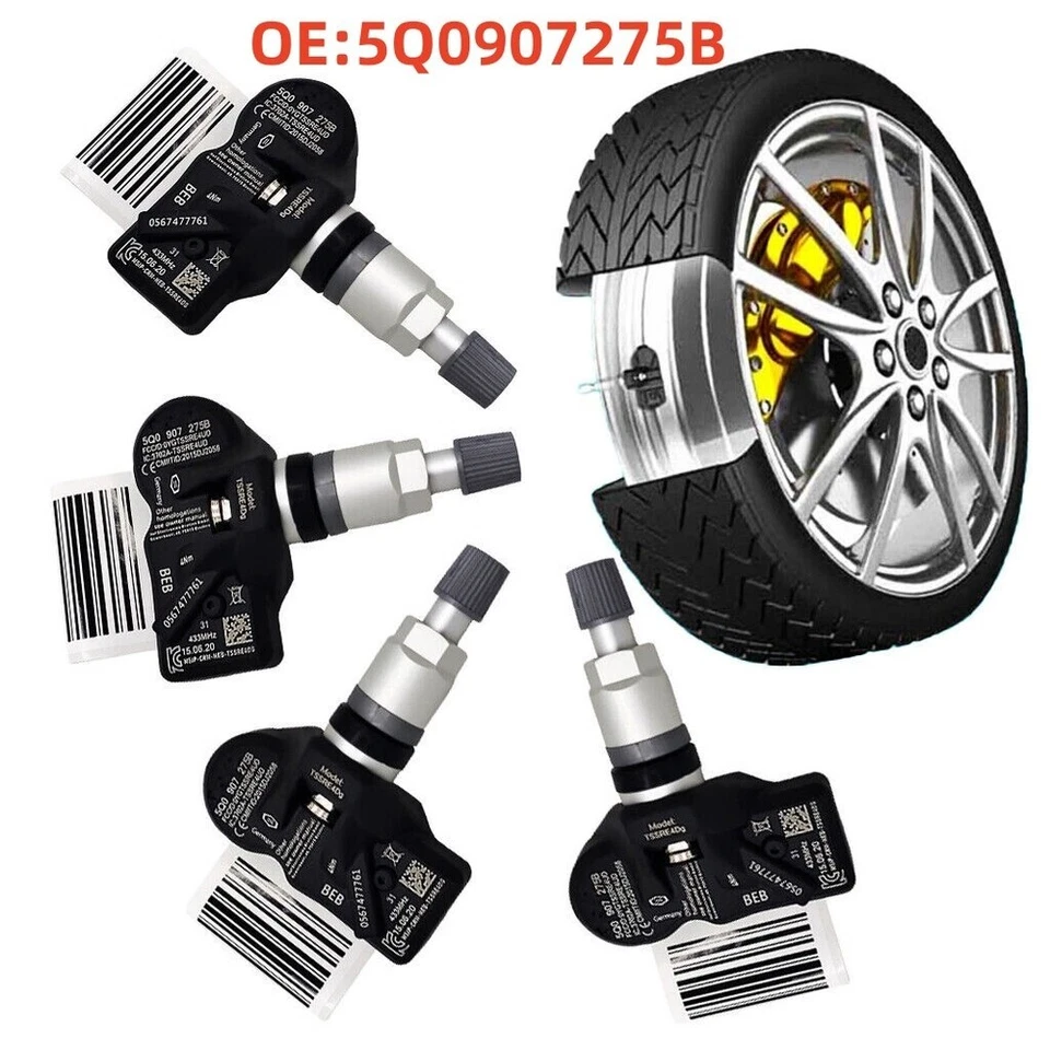4x For VW Audi Skoda Tire Pressure Sensors TPMS Sensors TPMS TPMS 5Q0907275B Set - Image 2 of 4