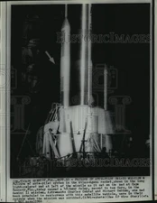1966 Press Photo Atlas-Agena rocket sits on launch pad, Cape Kennedy, Florida