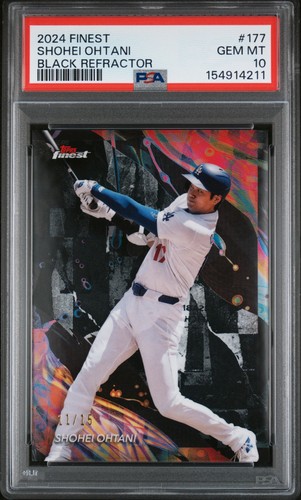 2024 TOPPS FINEST BLACK REFRACTOR #177 SHOHEI OHTANI 11/15 PSA 10