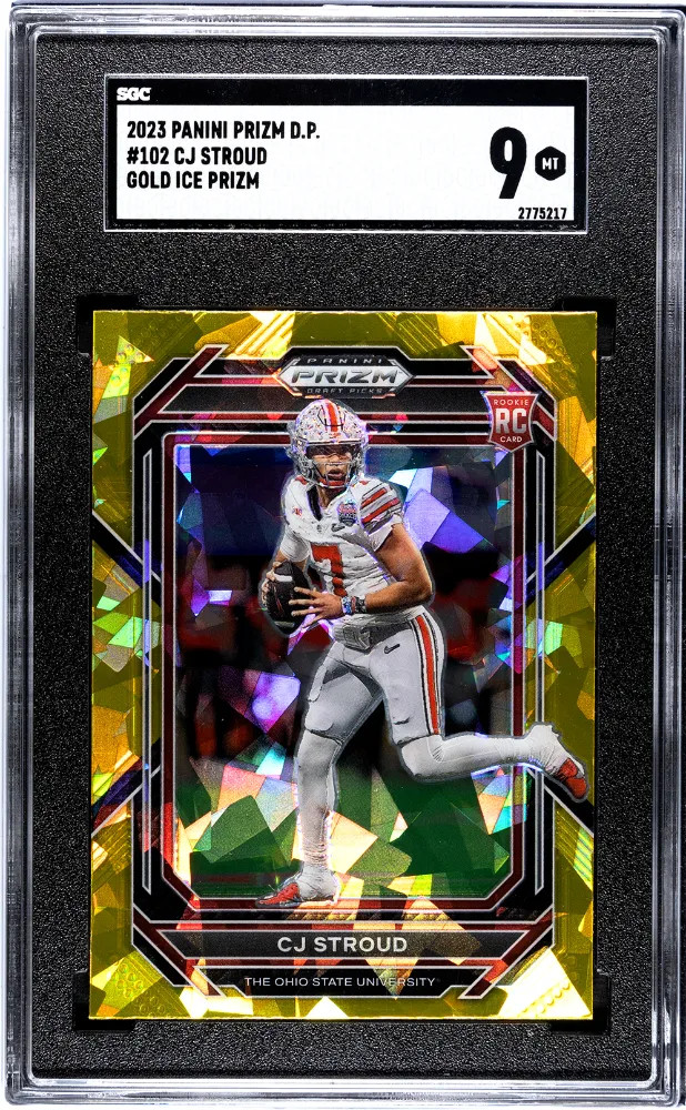2023 Panini Prizm Draft Picks CJ Stroud #102 Gold Ice SGC 9