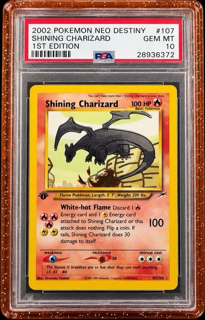 2002 Pokemon Shining Charizard 1st Edition 107/105 Neo Destiny Holo PSA 10