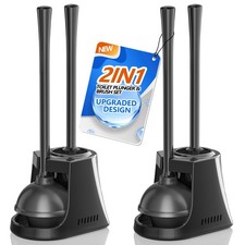 Toilet Plunger and Brush, 2 Pack Bowl Brush and Heavy Duty Toilet Plunger Set...