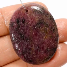 Rhodonite Oval Shape Cabochon Drilled Loose Gemstone 54 Ct. 32X25X5 mm A-29509