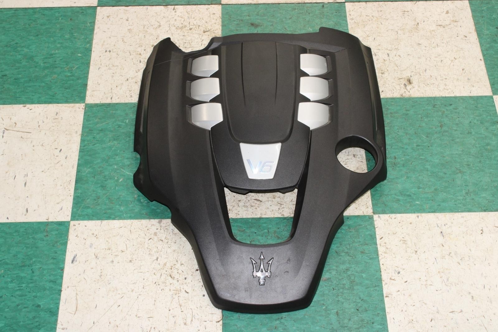 14-17 Ghibli 3.0L V6 Black Plastic Silver Appearance Engine Bay Cover Panel OEM