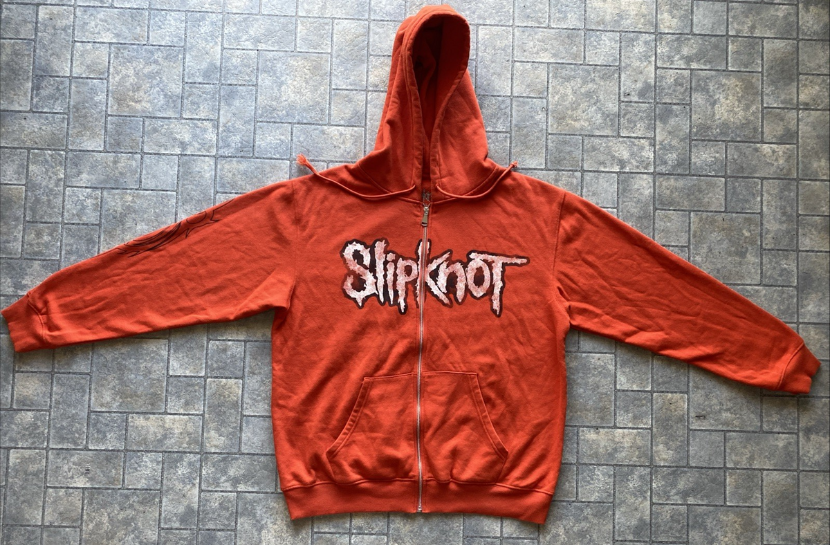 Slipknot Zip Up Hoodie Orange Mens XL 2023 Metal Band Front/Back