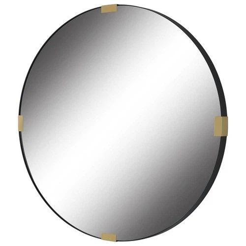 Uttermost Clip Round Contemporary Metal and MDF Mirror in Black/Gold - Picture 3 of 6