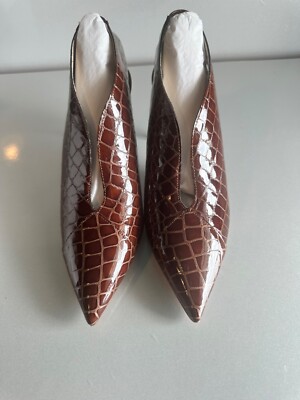 Office Vamp Slingback Schuhe Damen - Kroko-Optik - Leder *Neu im Karton* Größen 3-8