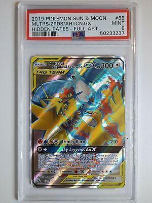 Moltres & Zapdos & Articuno GX Full Art Hidden Fates #66 PSA 10 GEM MI