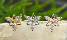 1pc Marquise Gem Double Triangle Flower Tragus Helix Cartilage Barbell Ring