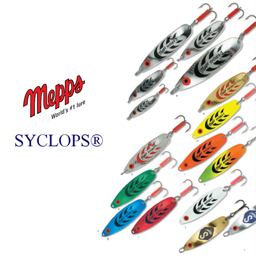 Mepps Syclops Spoon Lures Tiger Phosho Black Silver Gold 7 colours