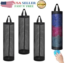 4× Grocery Plastic Garbage Bag Holder Dispenser Hanging Mesh Trash Organizer USA