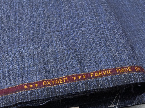CERRUTI OXYGEN Navy Blue Wool Silk Jacketing Fabric Textured woven ITALY 2.17m - Picture 12 of 14