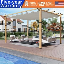 ✔️10'x13' Outdoor Retractable Pergola Aluminum Pergolas W/Retractable for Backya