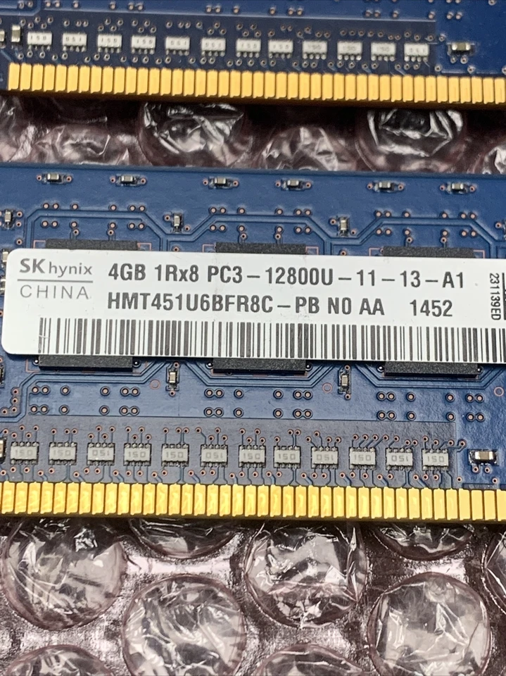 (8GB) SK hynix HMT451U6BFR8C-PB N0 AA -2 ea. 4GB 1Rx8 PC3-12800U Desktop Ram - Image 4 of 4