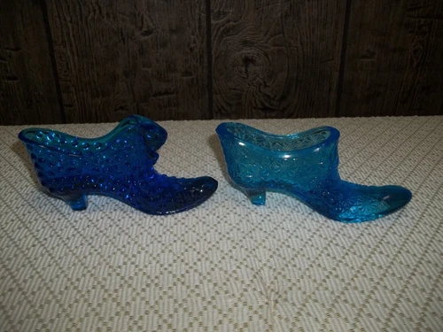 TWO Fenton Glass Slipper Shoes