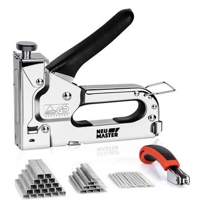 NEU MASTER 3 in 1 Staple Gun, Manual, Heavy Duty with Stapler Remover and 200...