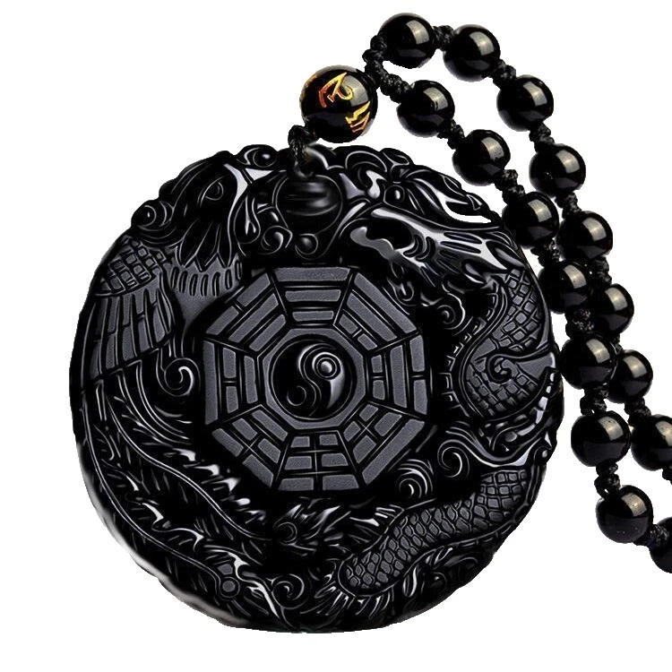 Collares y Colgantes Dije Obsidiana para hombres