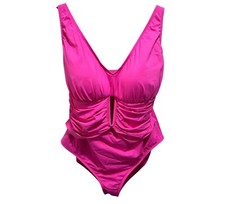 Bleu by Rod Beattie Plus Size 18W Pink Bling Ruched One-Piece Swimsuit NWT