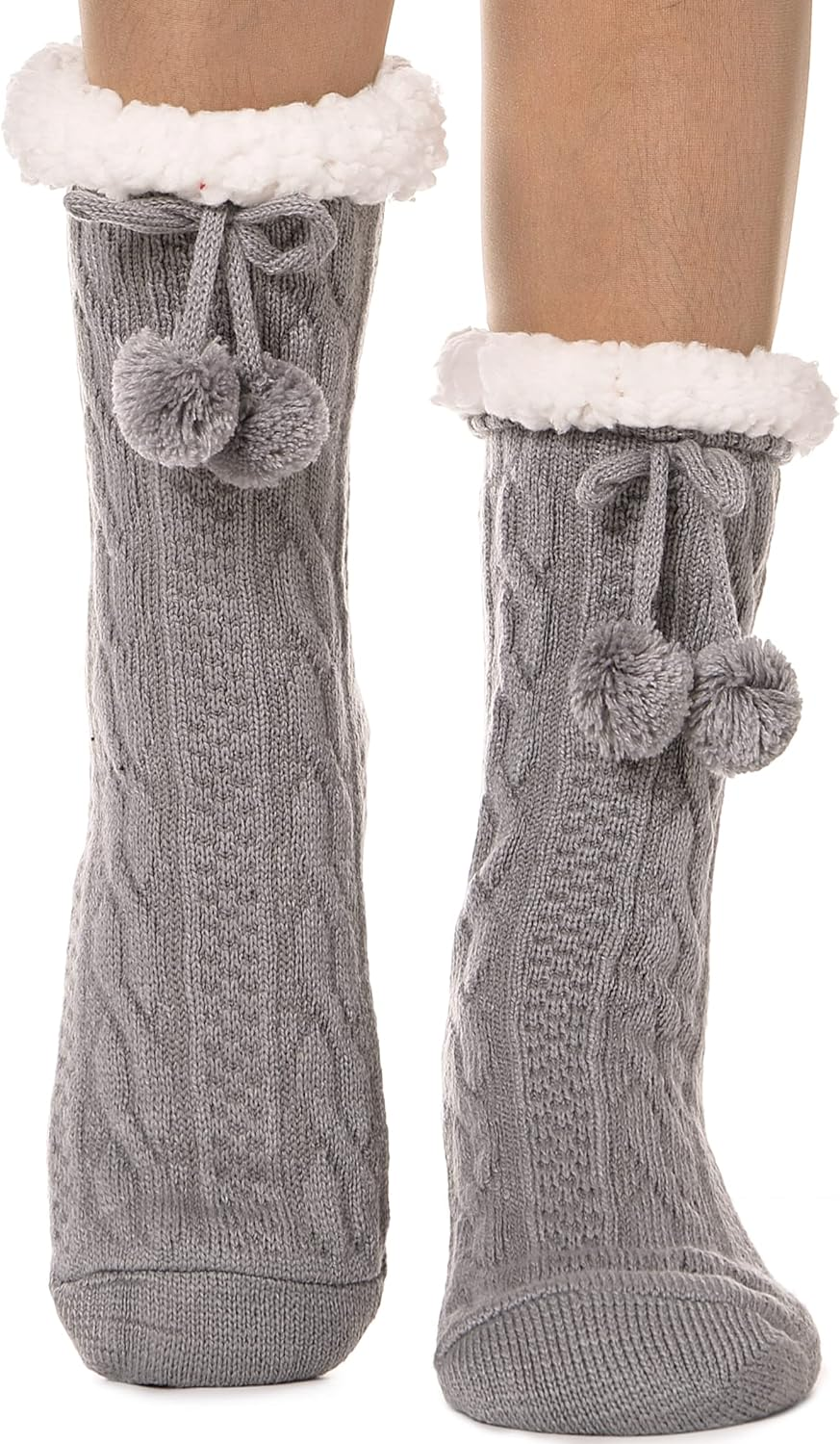 Socks for Women Fluffy Cozy Winter Warm Soft Fleece Comfy Thick Socks with Grips-image