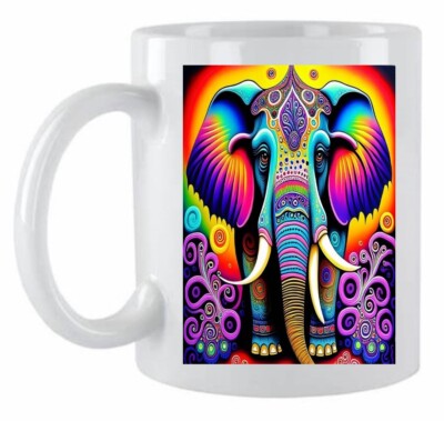 Personalisierter Mandela Elefant weiß Keramik Kaffee-/Teebecher Geschenkverpackung