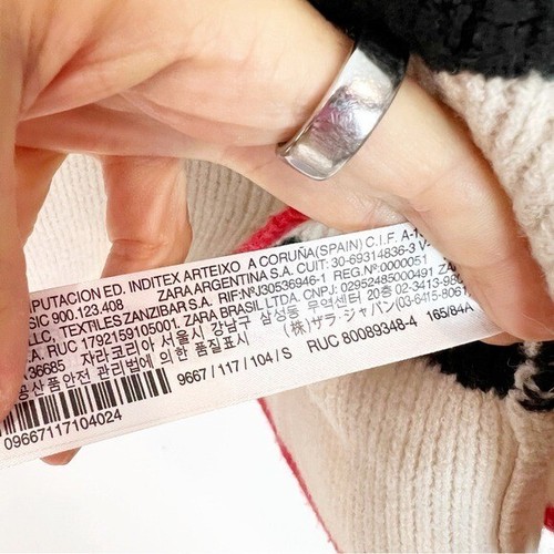 MAGLIONE PULLOVER ZARA BIANCO SPORCO NERO RIGHE FINTO COLLO COSTINE DONNA PICCOLO - Foto 8 di 8