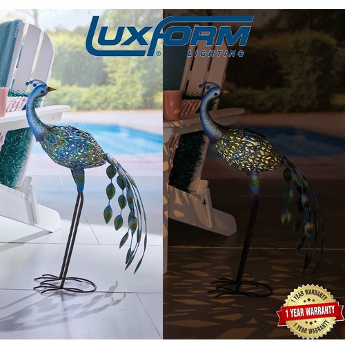 Luxform Solar Powered Peacock Garden Ornament LED Light Animal eBay