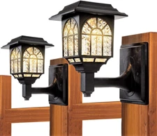 Solar Wall Lanterns Outdoor Waterproof LED Solar Deck Fence Lights 2 Pack New