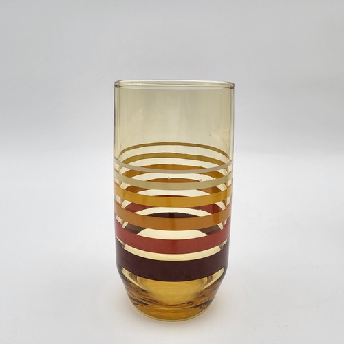 Anchor Hocking Amber Stripe Water/Juice Tumblers 5" Vintage Groovy 70's 6pc/Set - Picture 6 of 18