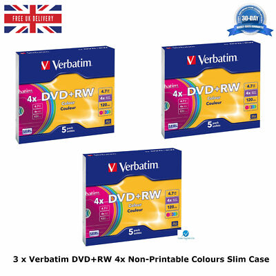 3 x (5er Pack) Verbatim DVD+RW 4x nicht bedruckbar (5 Discs in Slim Jewel Case)