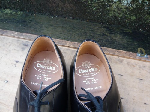 CHURCH’S OXFORD SHOES VINTAGE BLACK LEATHER UK7 MENS BALMORAL UNWORN CONDITION - Picture 7 of 13