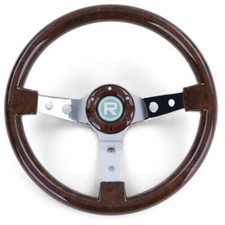 Esclusivo volante sportivo effetto legno con razze cromate 350mm per Momo Sparco