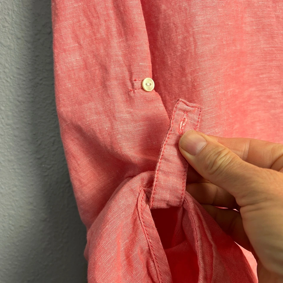 Camisa Max Edition Mezcla de Lino Lagenlook Minimalista Costera Abotonada Coral XL Foto 3 de 4