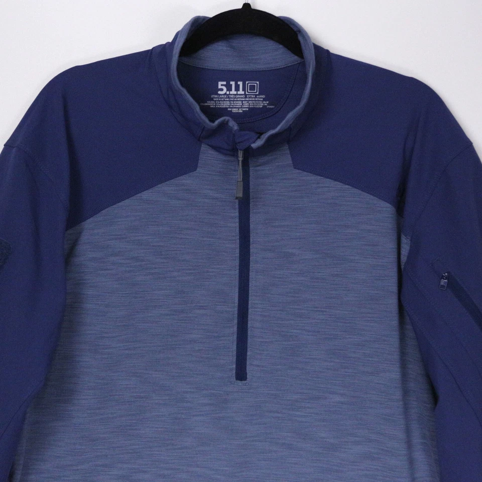 Suéter táctico 5.11 para hombre 1/2 1/4 cremallera chaqueta ligera pulóver azul para hombre XL Foto 2 de 4