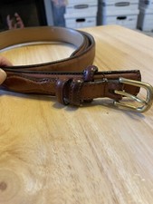 Men s Brown Leather Belt Brass Buckle 47 End To End. M12