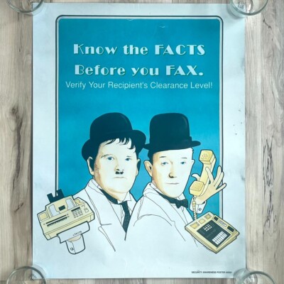 RARE 90s U.S Department of Commerce Security Awareness Poster 17x22 Double-Sided