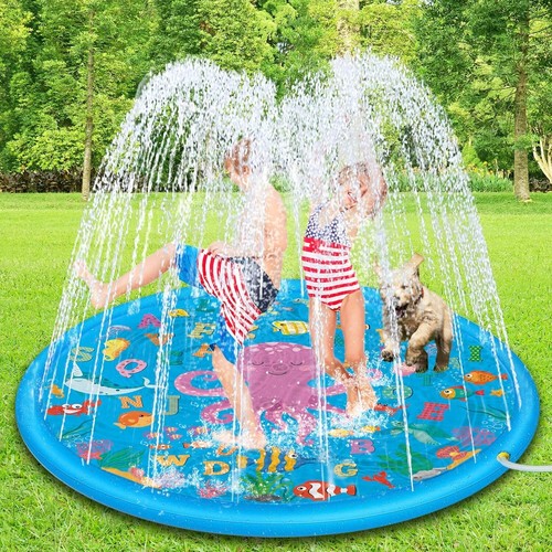 Lubibi Kids Splash Pad,67in Sprinkle Splash Water Pad For Alphabet Learning 3LNJ - Picture 2 of 8