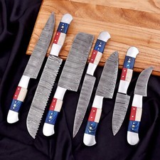 Orginal Handmade DAMASCUS STEEL CHEF KNIFE Set Kitchen Knife- knife Wave 7 Peace