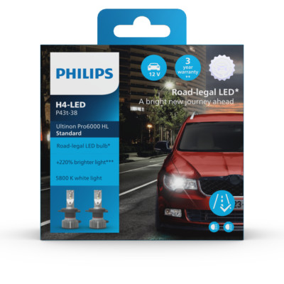 Philips Ultinon Pro6000 H4 LED Standard 11342U60SX2 LED +220%*