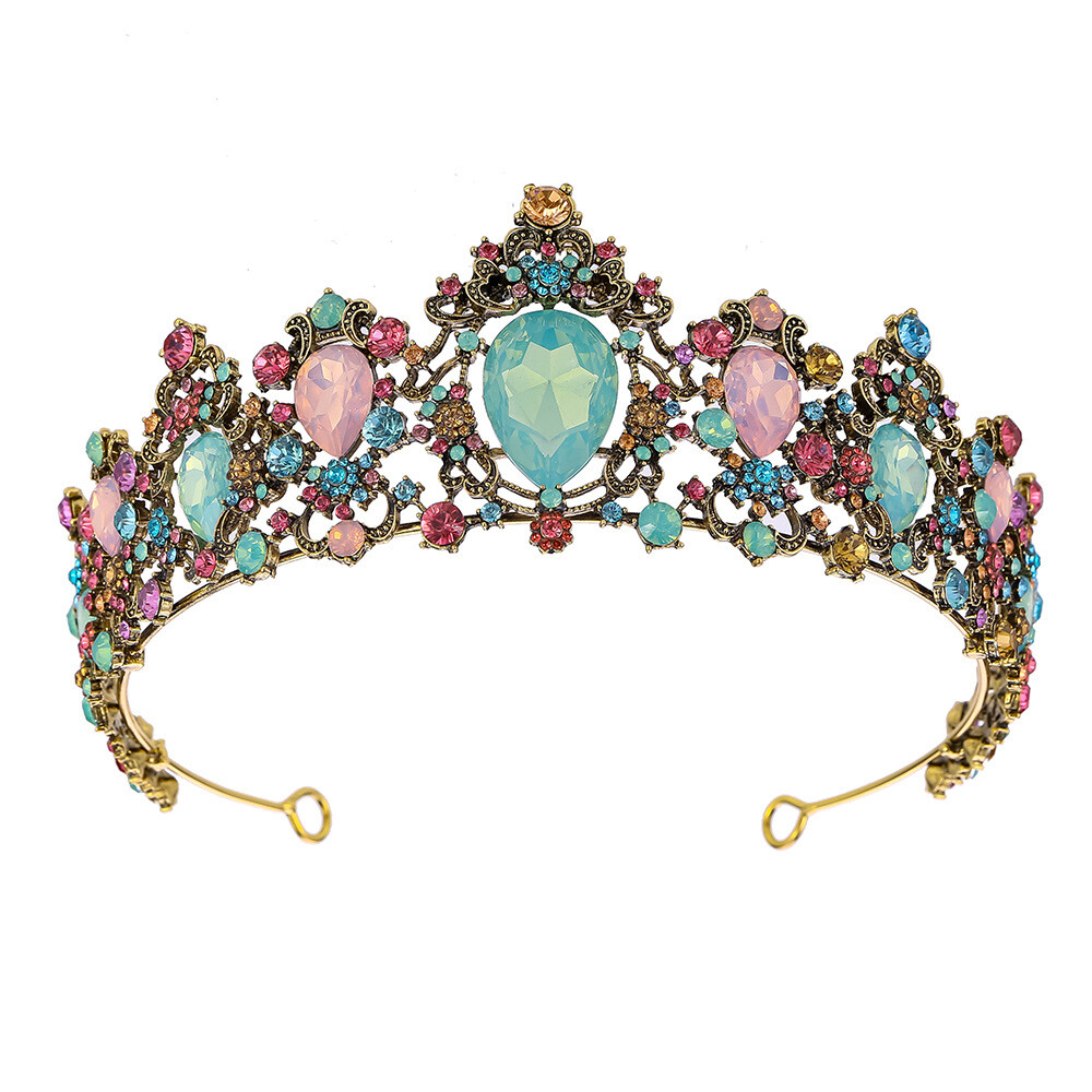 6cm Tall Multi-Color Drip Crystal Tiara Wedding Queen  display picture 3