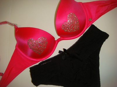Lot De 2 Soutiens-Gorge Victoria's Secret 34C - Couleur Rose & Noir - Occasion Très Bon État
